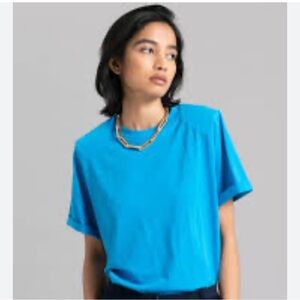 The Frankie Shop Lena Tee padded shoulder Tshirt Cobalt